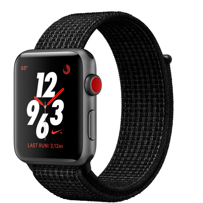 Apple Watch Nike+ 42mm Series 3 GPS + Cell. Sp Gr Alu. Case w. Black/Pure Pla Nike Sport L (MQLF2)