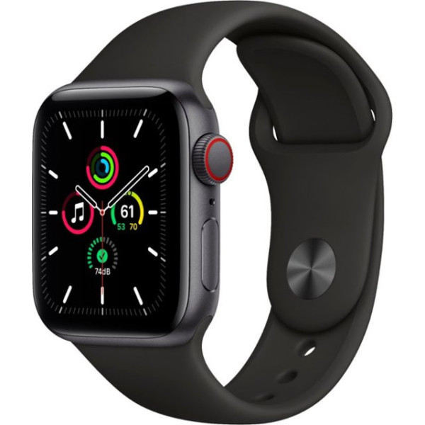 Apple Watch SE GPS + Cellular 40mm Space Gray Aluminum Case with Black Sport B. (MYED2)