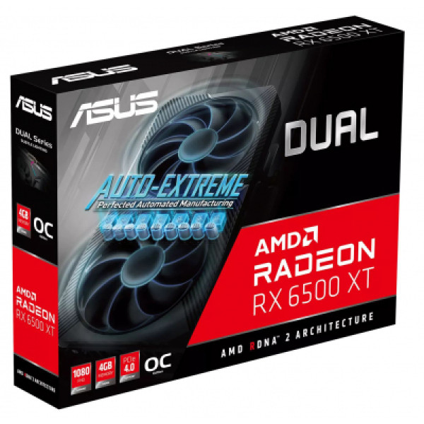 Видеокарта ASUS Radeon RX 6500 XT 4Gb DUAL OC (DUAL-RX6500XT-O4G)