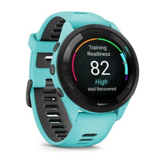 Смарт-часы Garmin Forerunner 265 Black Bezel w. Aqua Case and Aqua/Black Silicone Band (010-02810-02/12)