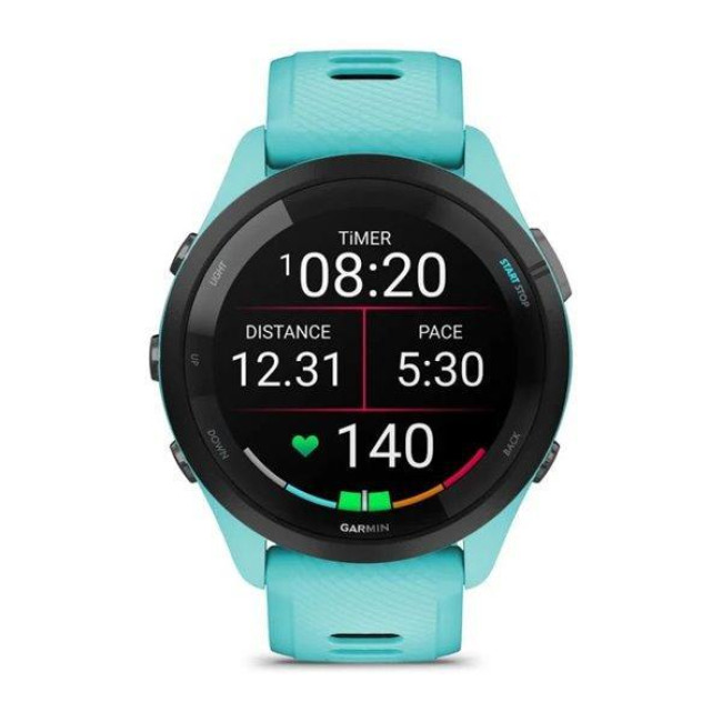 Смарт-часы Garmin Forerunner 265 Black Bezel w. Aqua Case and Aqua/Black Silicone Band (010-02810-02/12)