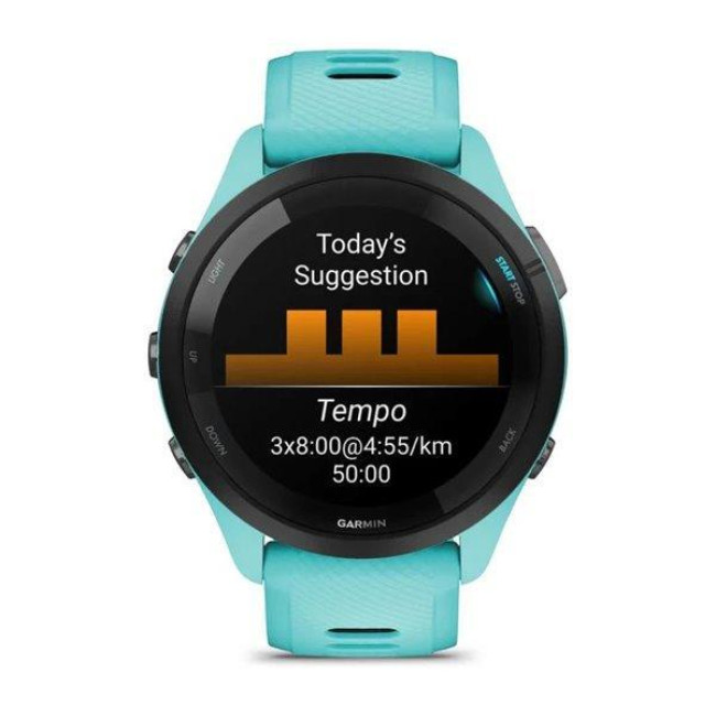 Смарт-часы Garmin Forerunner 265 Black Bezel w. Aqua Case and Aqua/Black Silicone Band (010-02810-02/12)