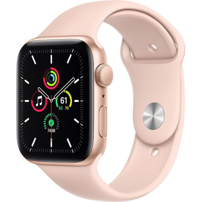 Apple Watch SE GPS 44mm Gold Aluminum Case w. Pink Sand Sport B. (MYDR2)