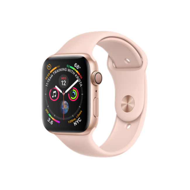 Apple Watch SE GPS 44mm Gold Aluminum Case w. Pink Sand Sport B. (MYDR2)