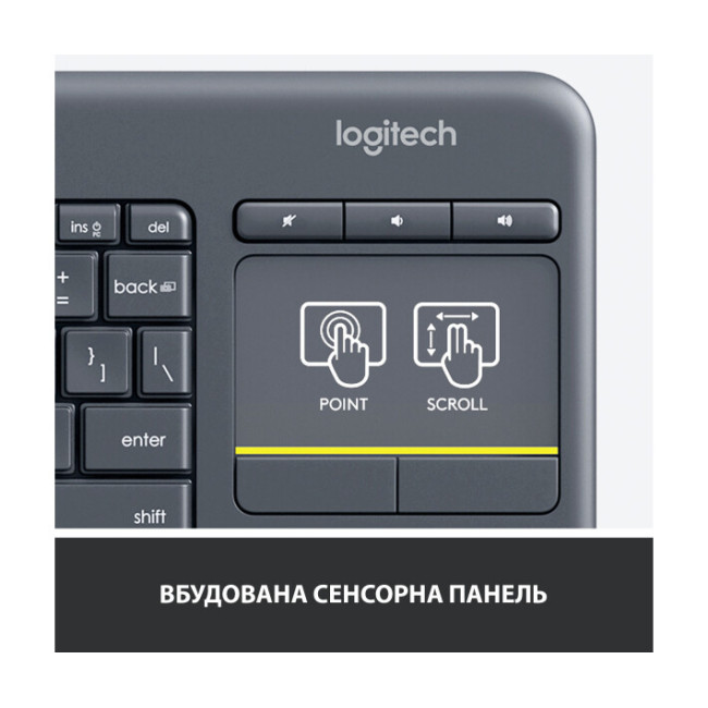 Клавиатура Logitech K400 Plus Black UA (920-007145)