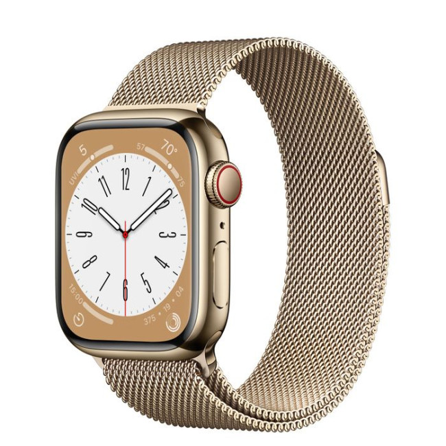 Apple Watch Series 8 GPS + Cellular 41mm Gold S. Steel Case w. Milanese Loop Gold (MNJE3/MNJF3)