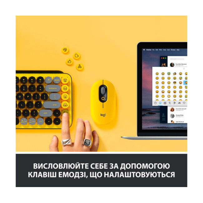 Клавіатура Logitech POP Keys Wireless Mechanical Keyboard Blast Yellow (920-010716)