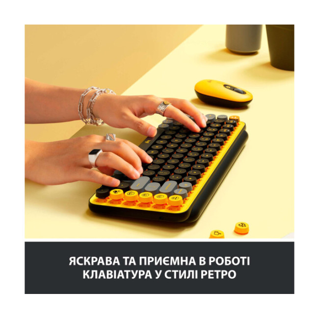 Клавіатура Logitech POP Keys Wireless Mechanical Keyboard Blast Yellow (920-010716)