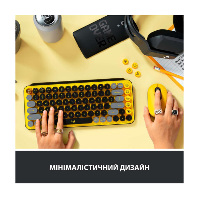 Клавіатура Logitech POP Keys Wireless Mechanical Keyboard Blast Yellow (920-010716)