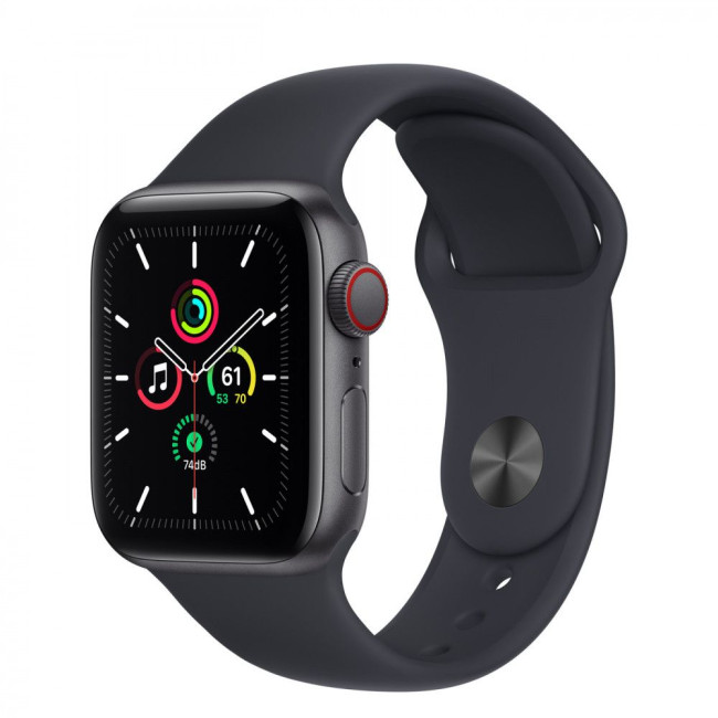 Apple Watch SE GPS + Cellular 40mm Space Gray Aluminum Case with Midnight Sport Band (MKQQ3)