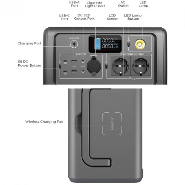 Зарядная станция Bluetti PowerOak EB70 Portable Power Station 1000W 716Wh (PB930692)