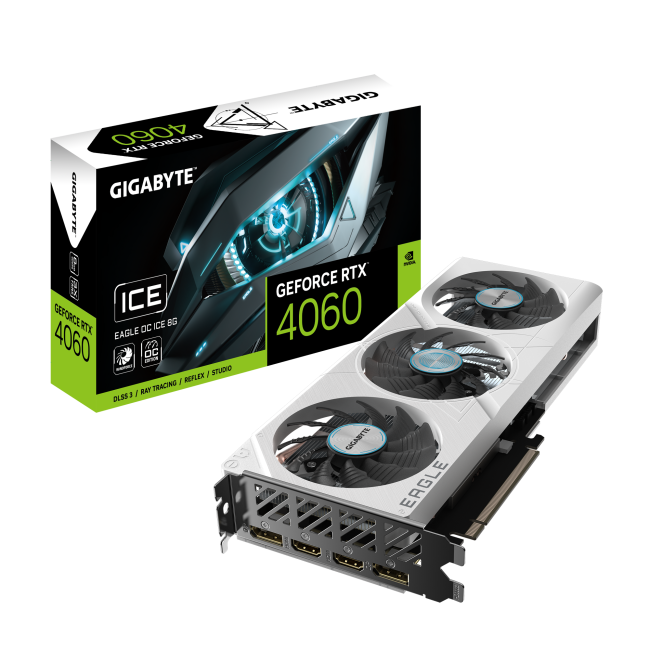 Видеокарта Gigabyte GeForce RTX4060 8Gb EAGLE OC ICE (GV-N4060EAGLEOC ICE-8GD)