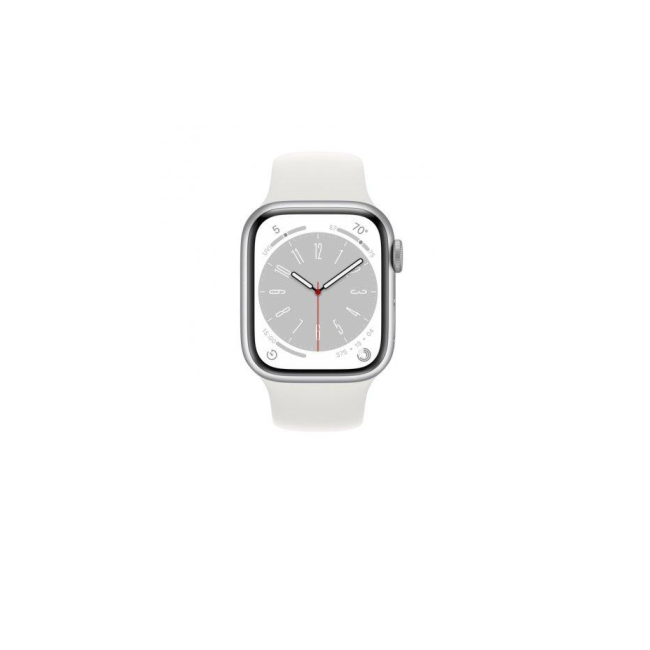 Apple Watch Series 8 GPS + Cellular 41mm Silver Aluminum Case with White Sport Band - S/M (MP4E3)