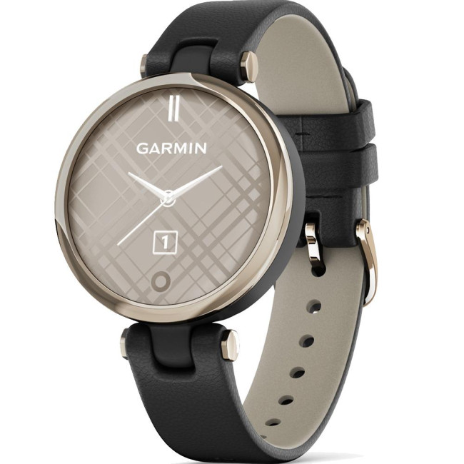 Garmin Lily Classic Edition - Cream Gold Bezel w. Black Case and Italian L.r Band (010-02384-B1/A1)