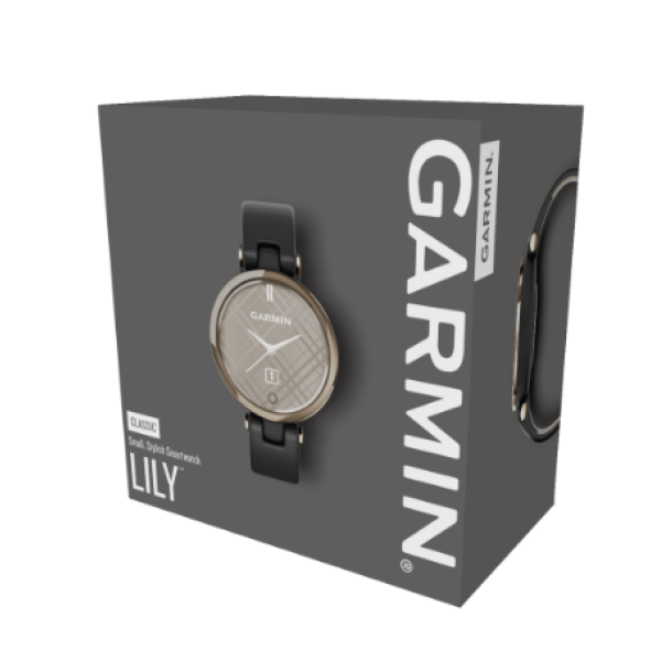 Garmin Lily Classic Edition - Cream Gold Bezel w. Black Case and Italian L.r Band (010-02384-B1/A1)