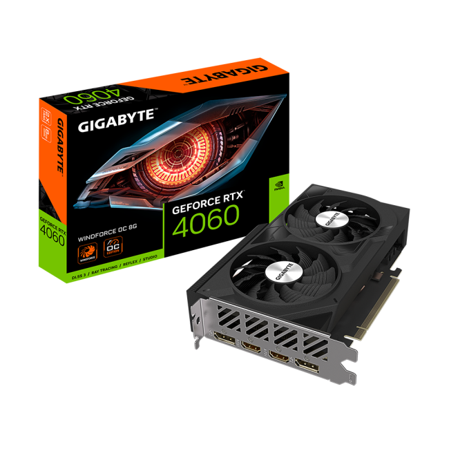 Видеокарта Gigabyte GeForce RTX4060 8Gb WINDFORCE OC (GV-N4060WF2OC-8GD)