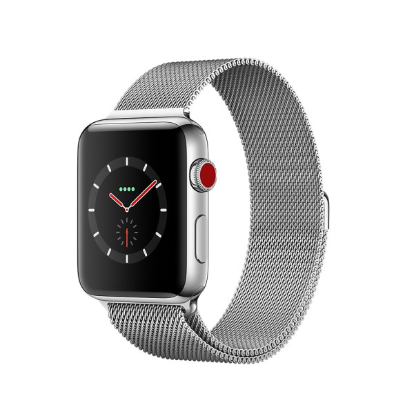 Смарт-часы Apple Watch 38mm Series 3 GPS + Cellular Stainless Steel Case with Milanese Loop (MR1F2)