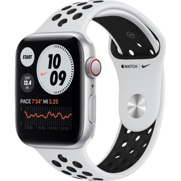 Apple Watch Nike SE GPS + Cellular 44mm Silver Aluminum Case w. Pure Pla/Bl Nike Sport B. (MG043)