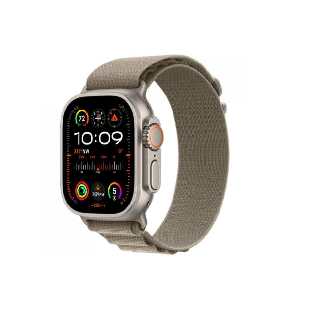 Apple Watch Ultra 2 GPS + Cellular 49mm Titanium Case with Olive Alpine Loop - Large (MRF03/MRFK3)