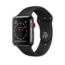 Apple Watch 42mm Series 3 GPS + Cell. Space Black Stain. Steel Case w. Black Sport B. (MQK92)
