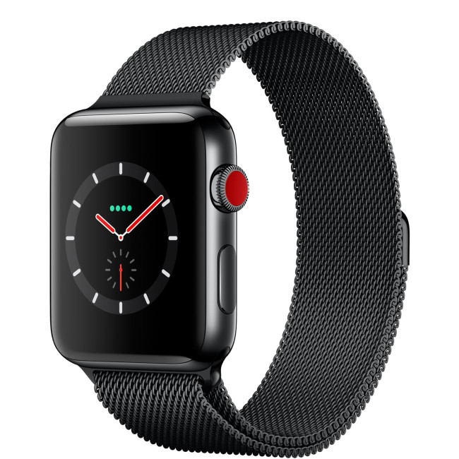 Apple Watch 42mm Series 3 GPS + Cell. Space Black Stain. Steel Case w. Space Bl Mil Loop (MR1L2)