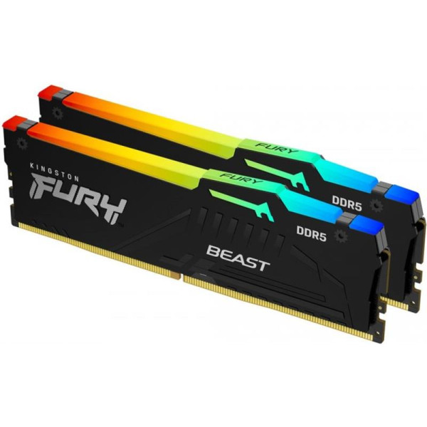 Модуль памяти Kingston Fury (ex.HyperX) DDR5 32GB (2x16GB) 5200 MHz Beast RGB AM5 Black (KF552C36BBEAK2-32)