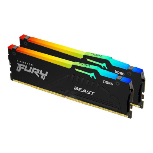 Модуль памяти Kingston Fury (ex.HyperX) DDR5 32GB (2x16GB) 5200 MHz Beast RGB AM5 Black (KF552C36BBEAK2-32)