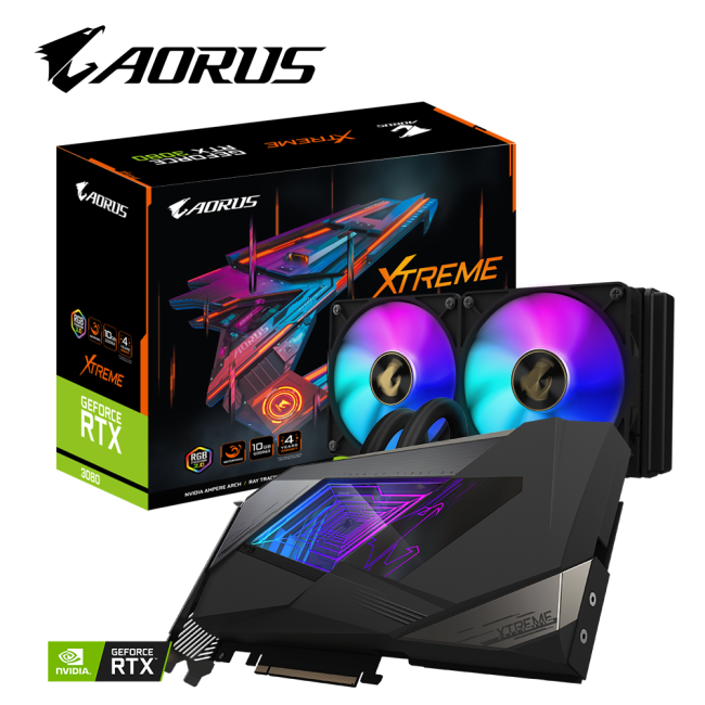 Видеокарта Gigabyte AORUS GeForce RTX 3080 XTREME WATERFORCE 10G (GV-N3080AORUSX W-10GD)