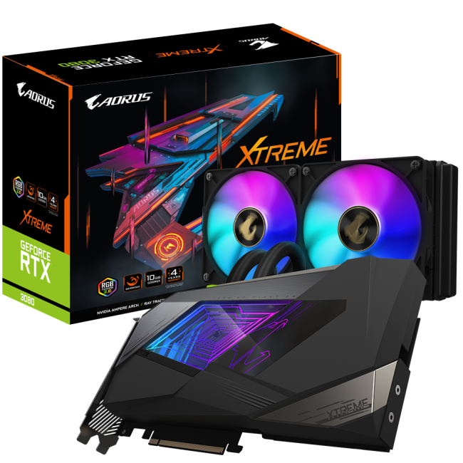 Видеокарта Gigabyte AORUS GeForce RTX 3080 XTREME WATERFORCE 10G (GV-N3080AORUSX W-10GD)