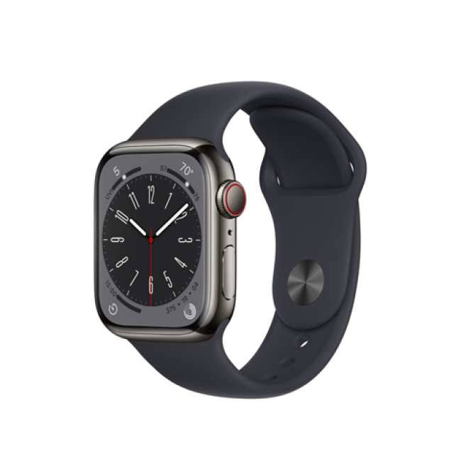 Apple Watch Series 8 GPS + Cellular 41mm Graphite S. Сталевий корпус з. Midnight S. Band (MNJJ3)