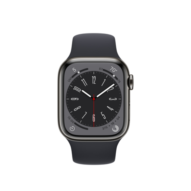 Apple Watch Series 8 GPS + Cellular 41mm Graphite S. Сталевий корпус з. Midnight S. Band (MNJJ3)