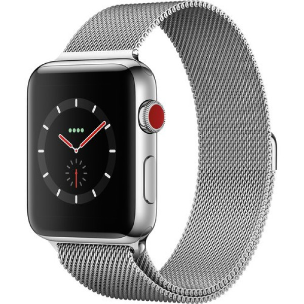 Смарт-часы Apple Watch 42mm Series 3 GPS + Cellular Stainless Steel Case with Milanese Loop (MR1J2)