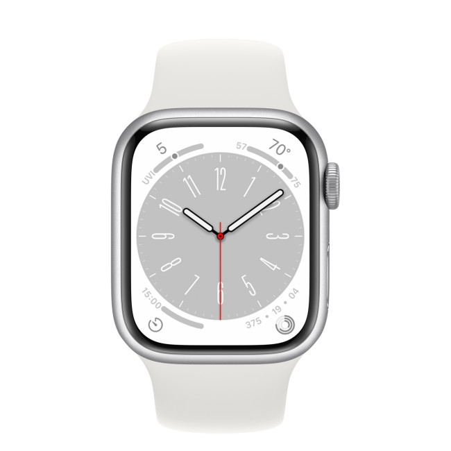 Apple Watch Series 8 GPS + Cellular 41mm Silver S. Сталевий корпус з. White S. Band (MNJ53)