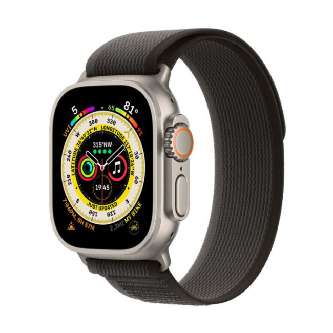 Apple Watch Ultra GPS + Cellular 49mm Titanium Case with Black/Gray Trail Loop - M/L (MQF53/MQFX3)