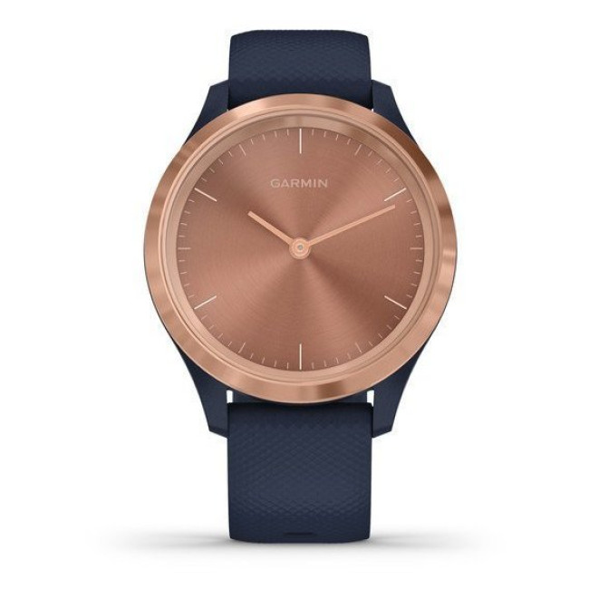 Garmin Vivomove 3s Rose Gold Stainless Steel Bezel w. Navy and Silicone B. (010-02238-03)