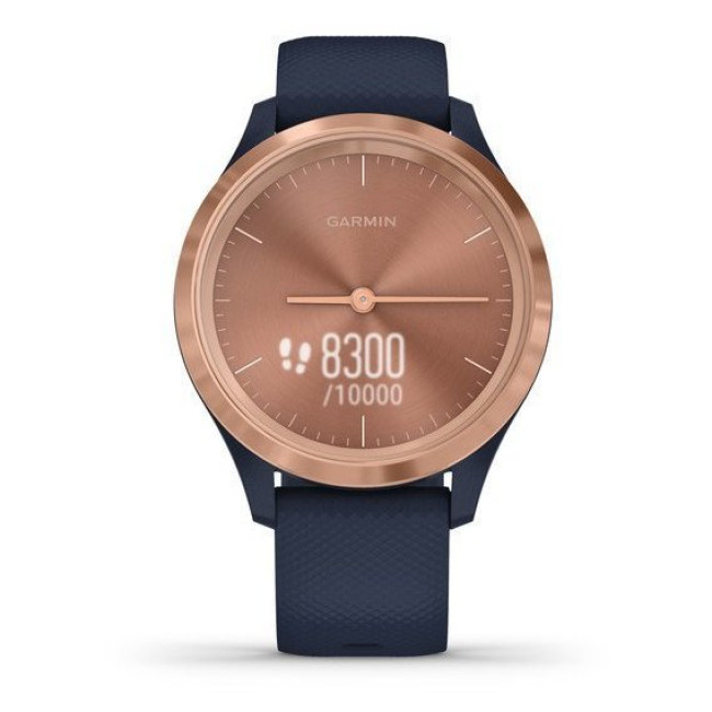 Garmin Vivomove 3s Rose Gold Stainless Steel Bezel w. Navy and Silicone B. (010-02238-03)