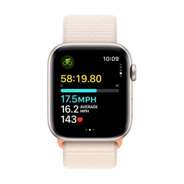 Apple Watch SE 2 GPS 44mm Starlight Aluminium Case with Starlight Sport Loop (MRE63)