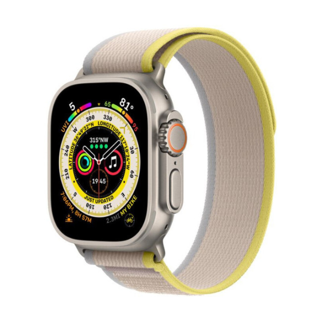 Apple Watch Ultra GPS + Cellular 49mm Titanium Case with Yellow/Beige Trail Loop - S/M (MNHD3/MNHK3)