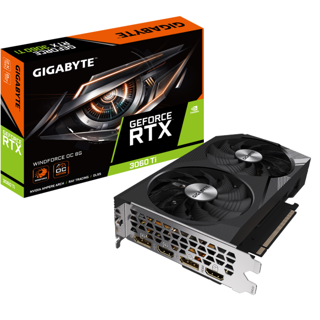 Видеокарта Gigabyte GeForce RTX3060Ti 8Gb WINDFORCE OC (GV-N306TWF2OC-8GD)