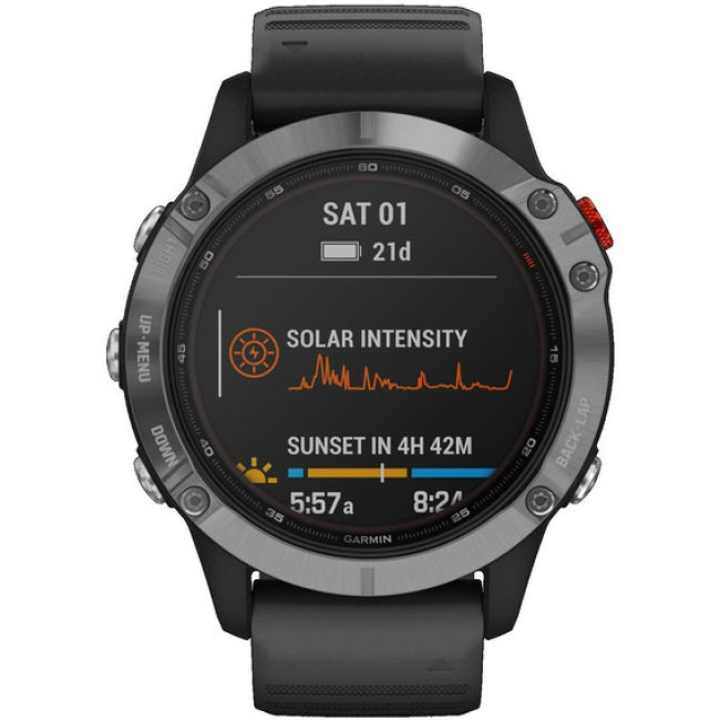 Garmin Fenix 6 Solar Silver with black band (010-02410-00)