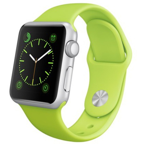 Умные часы Apple Watch Sport 38mm Silver Aluminum Case with Green Sport Band (MJ2U2)