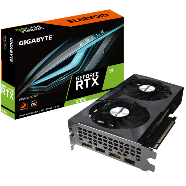 Видеокарта GIGABYTE GeForce RTX3050 8Gb EAGLE OC (GV-N3050EAGLE OC-8GD)