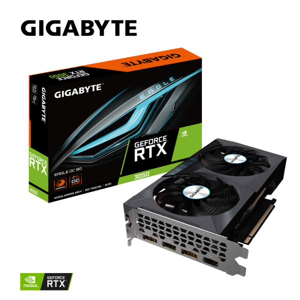 Видеокарта GIGABYTE GeForce RTX3050 8Gb EAGLE OC (GV-N3050EAGLE OC-8GD)