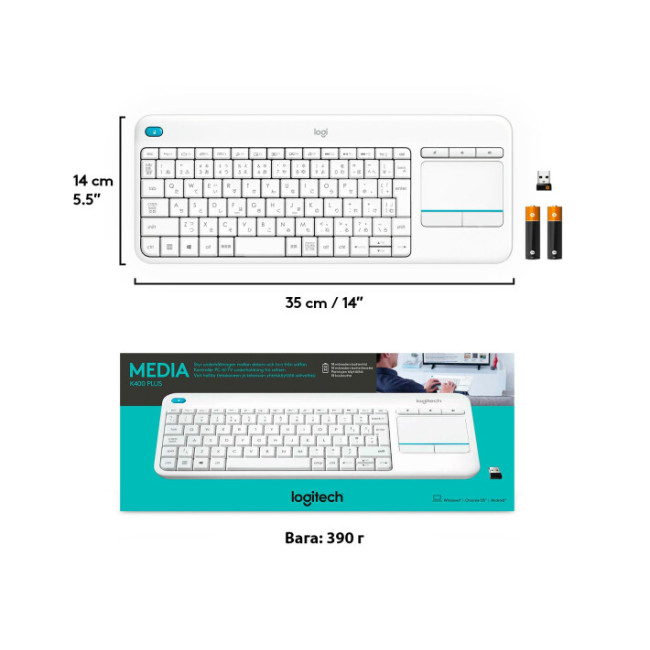 Logitech K400 Plus White UA (920-007146)