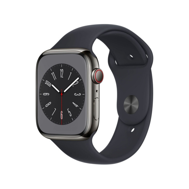 Apple Watch Series 8 GPS + Cellular 45mm Graphite S. Steel Case w. Midnight S. Band (MNKU3)