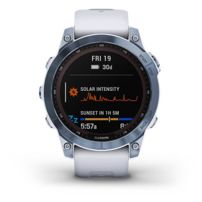 Garmin Fenix 7 Sapphire Solar Mineral Blue DLC Titanium with Whitestone Band (010-02540-24/25)