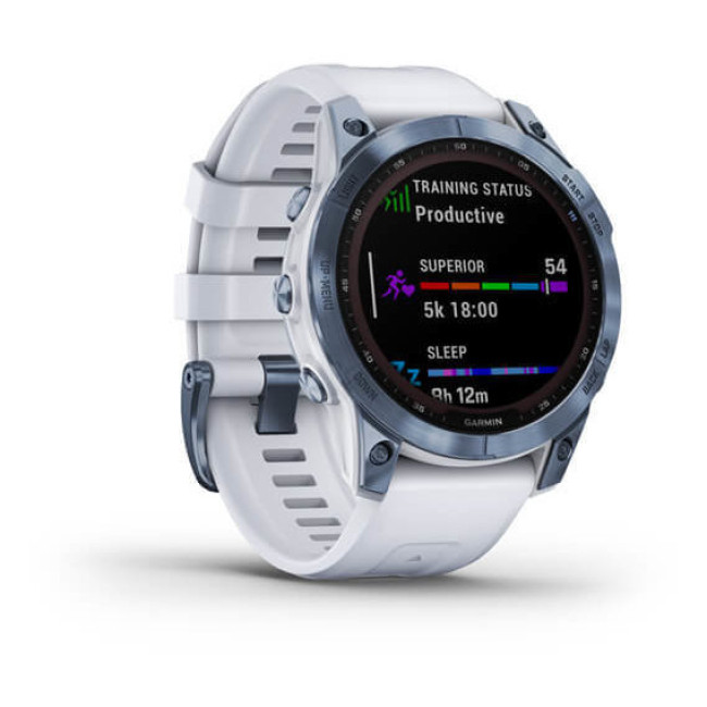 Garmin Fenix 7 Sapphire Solar Mineral Blue DLC Titanium with Whitestone Band (010-02540-24/25)