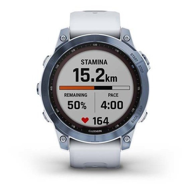 Garmin Fenix 7 Sapphire Solar Mineral Blue DLC Titanium with Whitestone Band (010-02540-24/25)