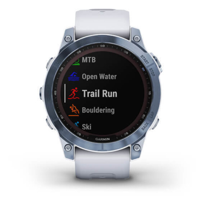 Garmin Fenix 7 Sapphire Solar Mineral Blue DLC Titanium with Whitestone Band (010-02540-24/25)