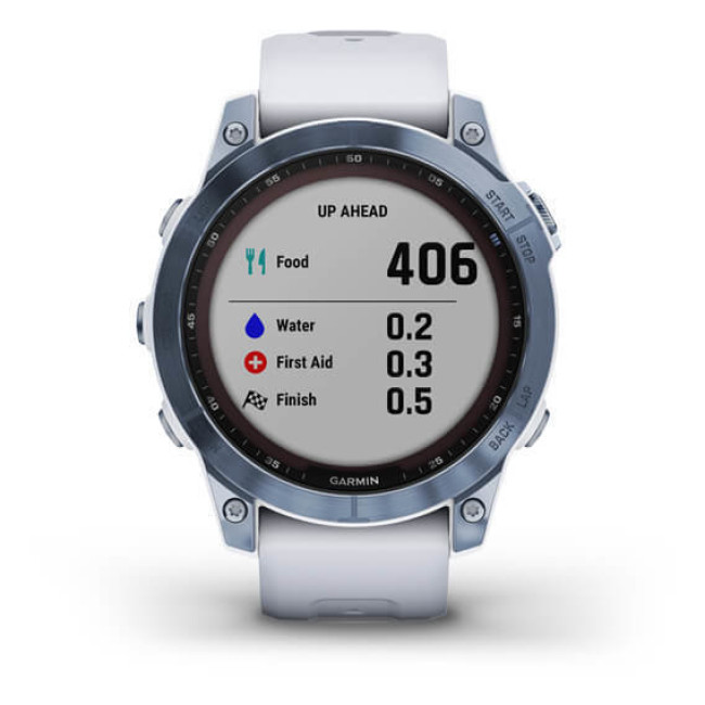 Garmin Fenix 7 Sapphire Solar Mineral Blue DLC Titanium with Whitestone Band (010-02540-24/25)